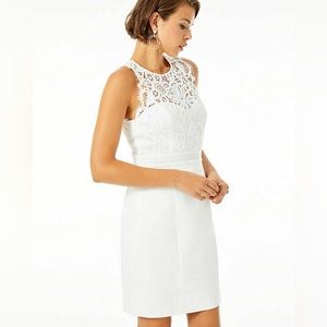 Lilly Pulitzer Sharice Stretch Shift Dress Resort White Lace; size:00